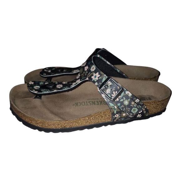 Birkenstock Gizeh Magical Flower Dark Teal Size 7 38 Ladies Sandals Birko Flor - Picture 3 of 10
